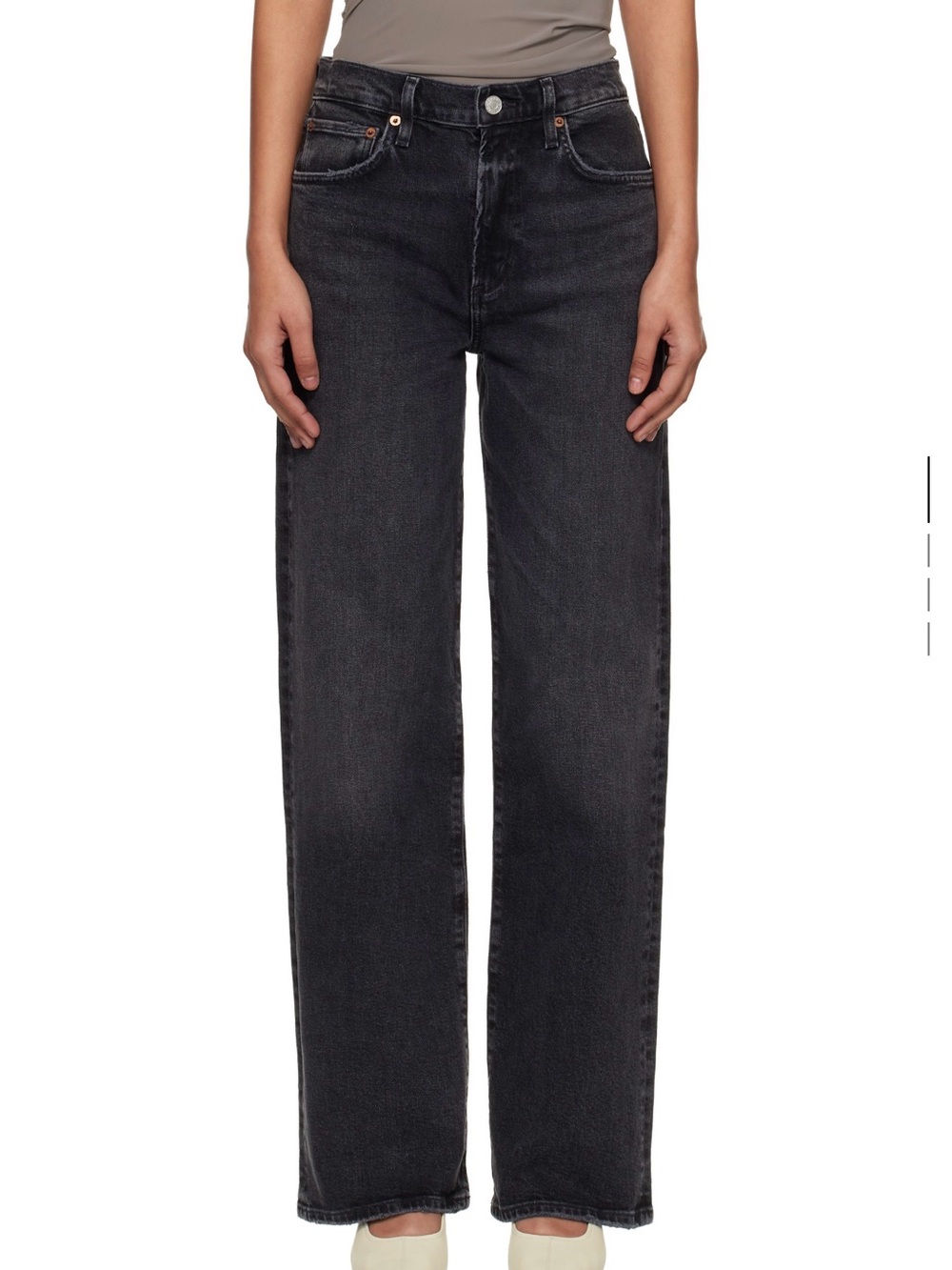 NWT AGOLDE Harper Straight Leg Jeans in Washed Black